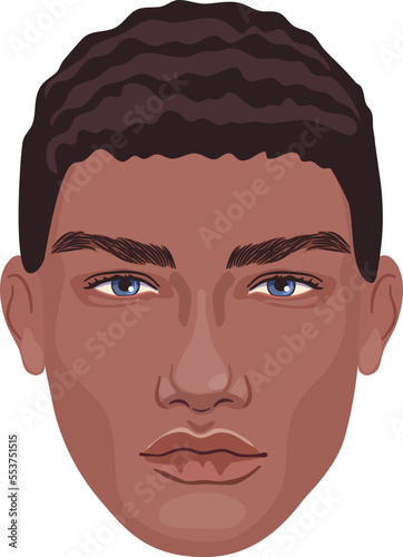 Handsome African male detailed portrait. Realistic avatar of young adult man. 