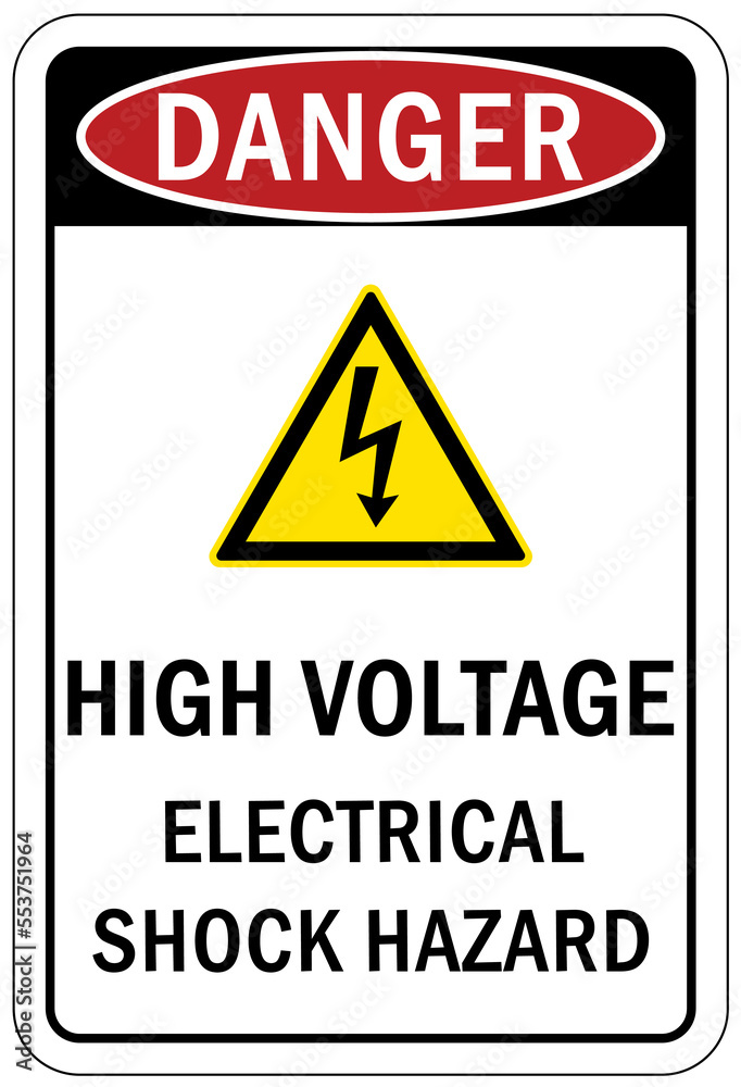 Electrical hazard warning sign and labels high voltage electrical shock hazard