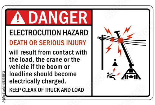Electrical hazard warning sign and labels electrocution hazard 