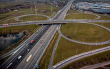 Aerial view of a highway exit