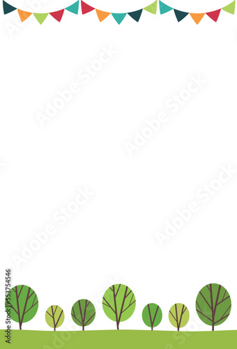 背景イラスト_並木道_白背景