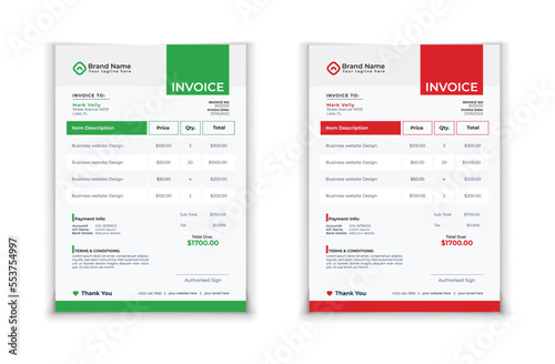 invoice template design in minimal style