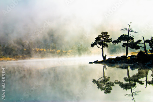 misty morning on the lake of Aumar Neouvielle France photo