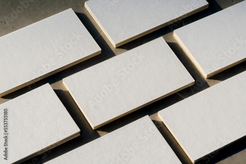 Blank business cards on a concrete background 