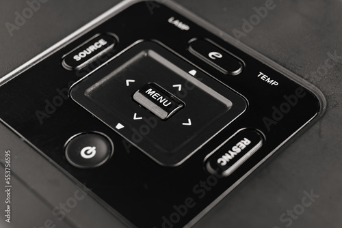 control panel of Black Universal video Projector.