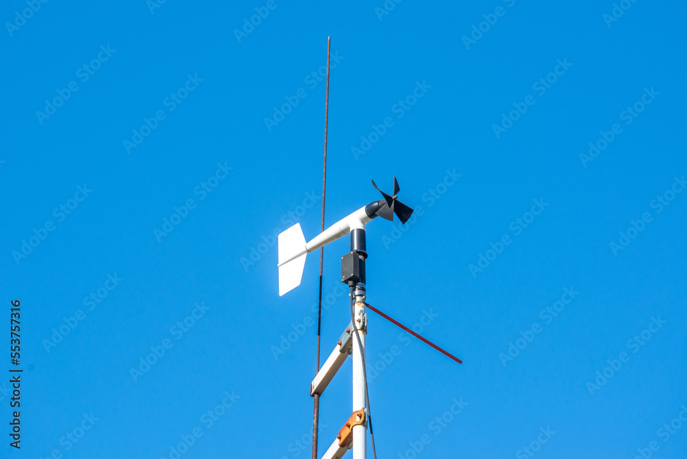 Anemometer is a device used for measuring the speed of wind, and is also a common weather station instrument.