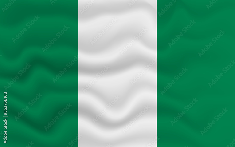 Wavy flag of Nigeria. Flag of Nigeria with a wavy effect. vector illustration