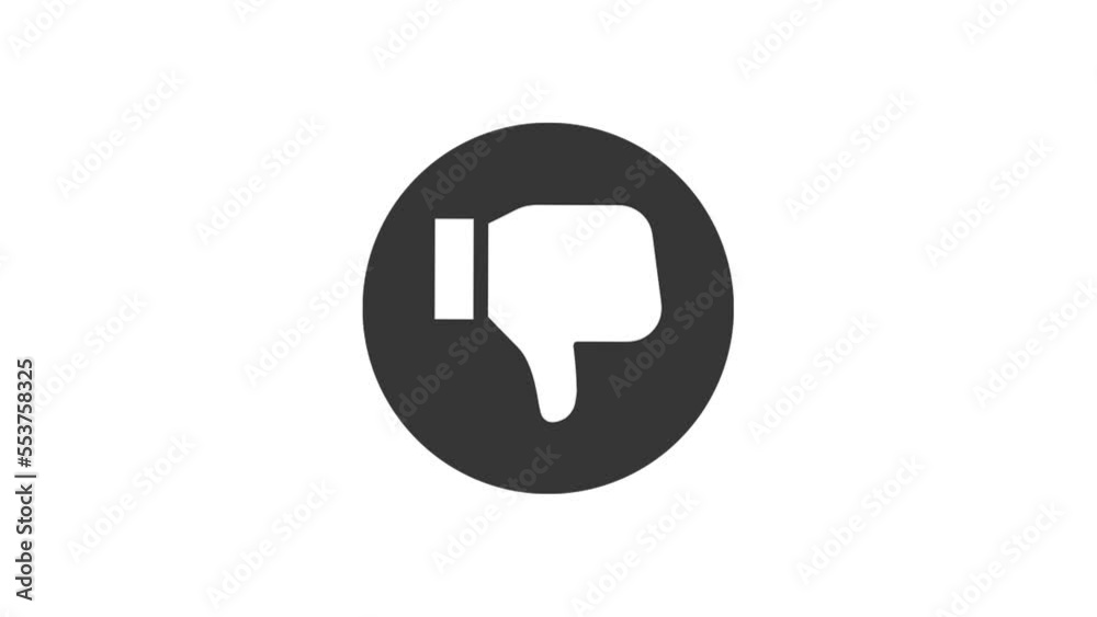 Dislike Icon Motion on white screen, dislike button on white background. Dislike Icon Motion on white screen, dislike button on white background.