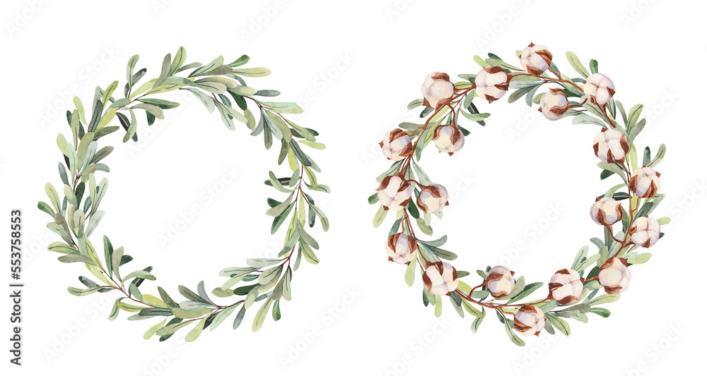 Field herbs, hand painted watercolor mistletoe green branches and cotton wreaths illustrations. Herbarium, botanical elements for design. Watercolor hand drawn frame clipart Field herbs, hand painted watercolor mistletoe green branches and cotton wreaths illustrations. Herbarium, botanical elements for design. Watercolor hand drawn frame clipart