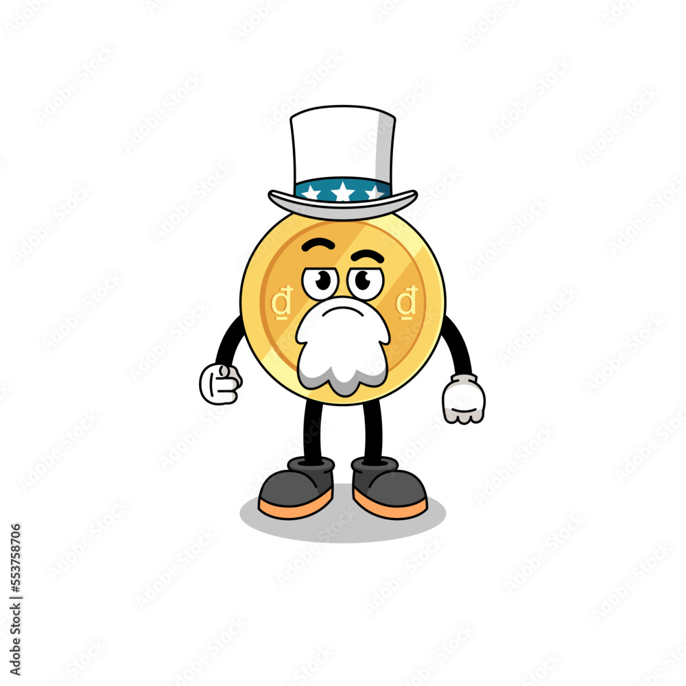 Illustration of vietnamese dong cartoon with i want you gesture Illustration of vietnamese dong cartoon with i want you gesture