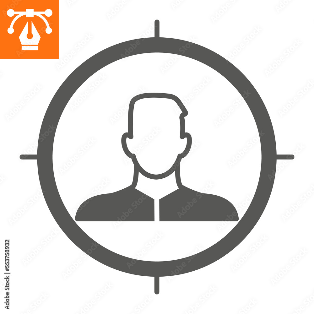 Fototapeta premium Head hunting solid icon, glyph style icon for web site or mobile app, business and candidate, human resources vector icon, simple vector illustration, vector graphics with editable strokes.