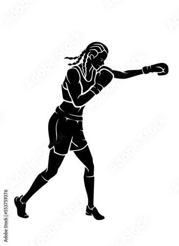 Female Boxer Silhouette, Southpaw Power Punch