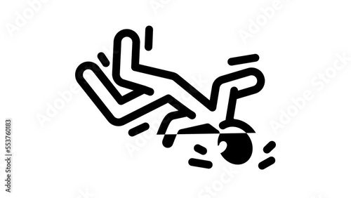 drop head kick accident line icon animation photo