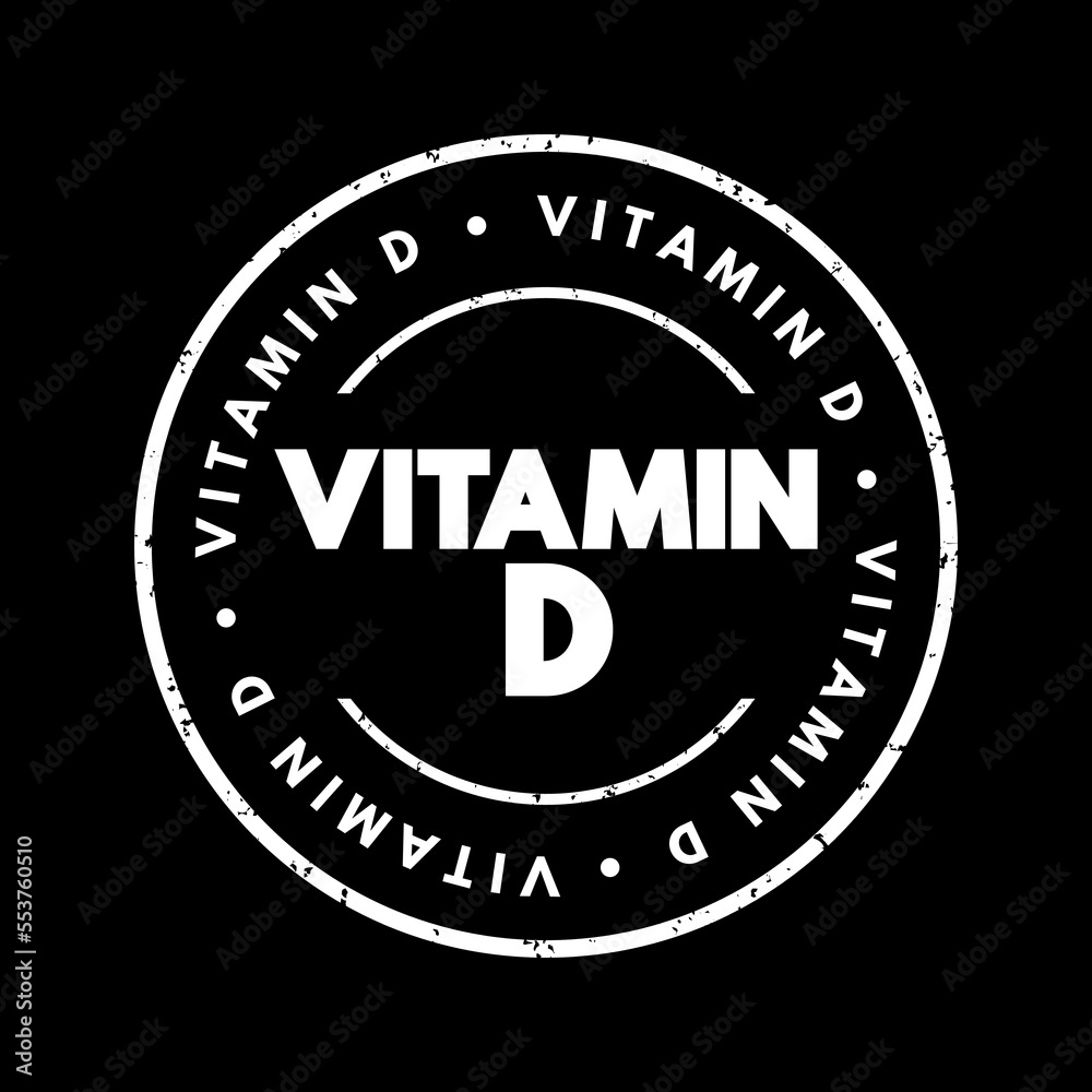 Vitamin D - group of fat-soluble secosteroids responsible for increasing intestinal absorption of calcium, magnesium, and phosphate, and many other biological effects, text concept stamp