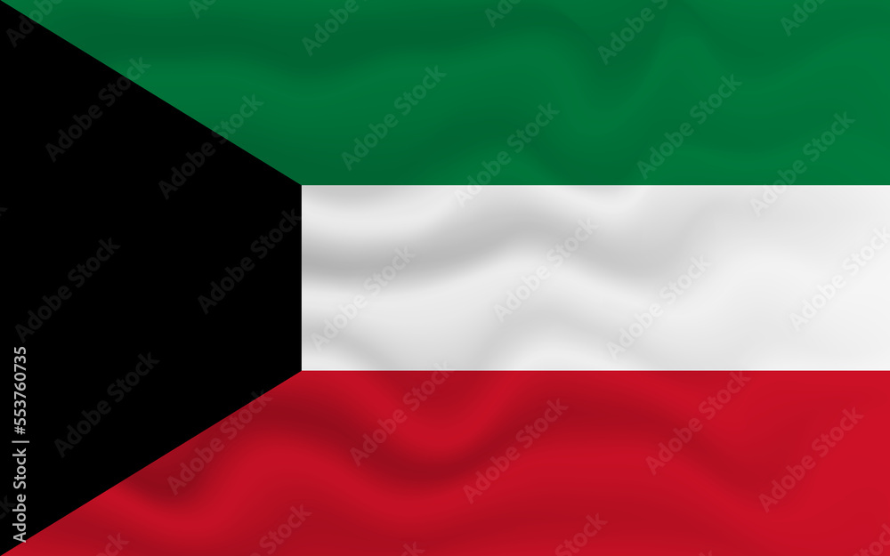 Wavy flag of Kuwait. Flag of Kuwait with a wavy effect. vector illustration Wavy flag of Kuwait. Flag of Kuwait with a wavy effect. vector illustration