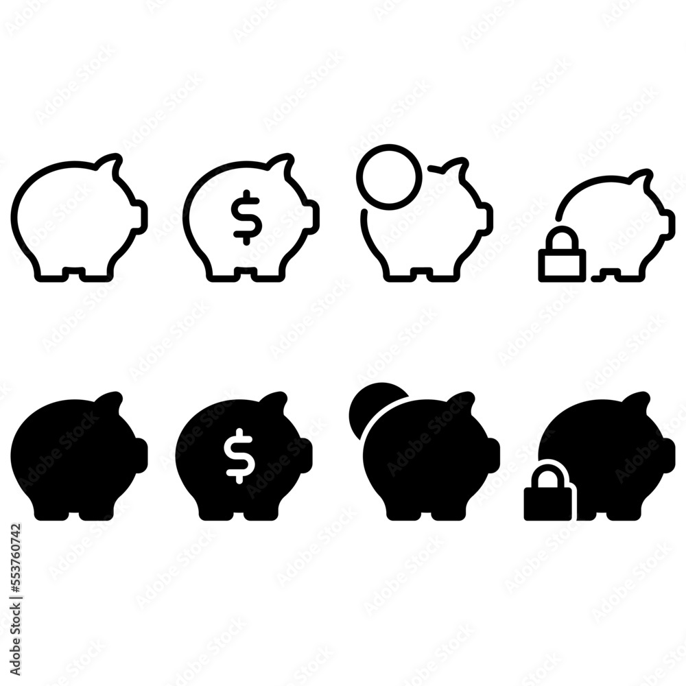 Piggy bank icon vector set. Saving illustration sign collection. deposit symbol. bank logo. Piggy bank icon vector set. Saving illustration sign collection. deposit symbol. bank logo.