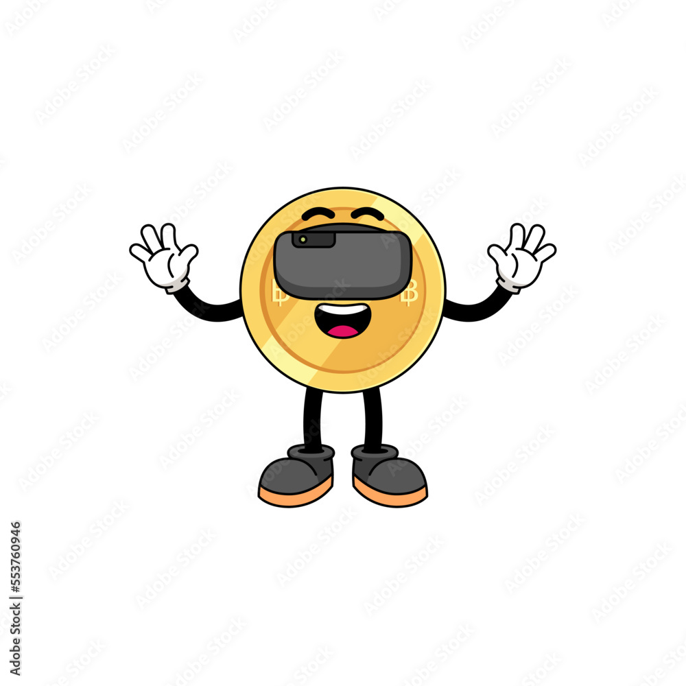 Illustration of thai baht with a vr headset Illustration of thai baht with a vr headset