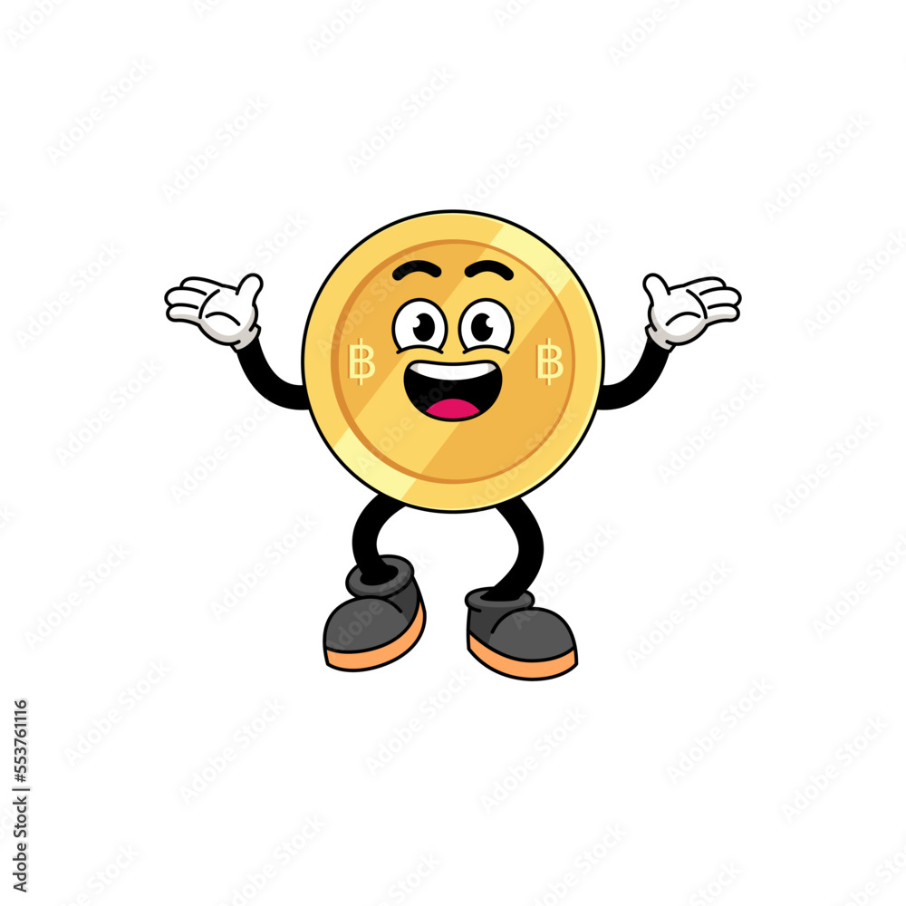 thai baht cartoon searching with happy gesture
