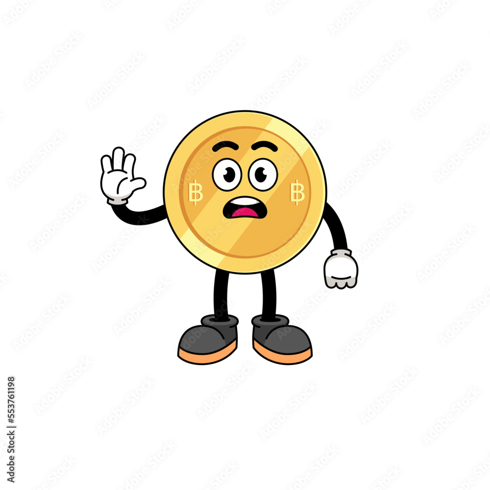 thai baht cartoon illustration doing stop hand thai baht cartoon illustration doing stop hand