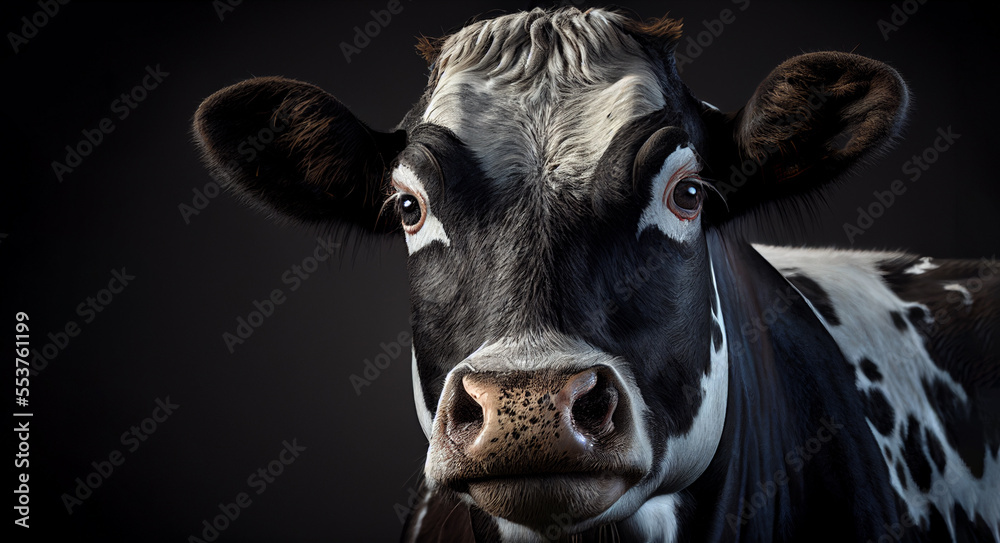 Portrait of a cow, generative ai