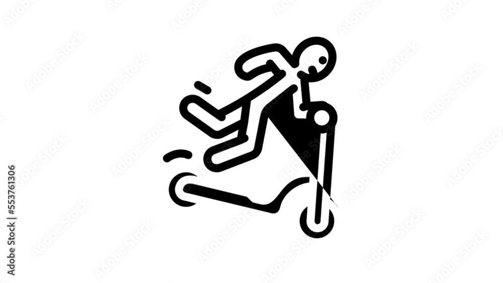 fall scooter accident line icon animation fall scooter accident line icon animation