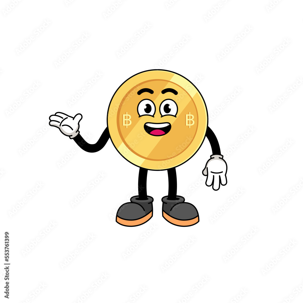 thai baht cartoon with welcome pose thai baht cartoon with welcome pose