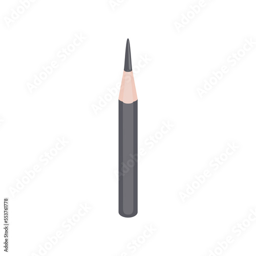 Grey sharp short pencil cartoon illustration. Pencil flat vector illustration. Craft, art concept