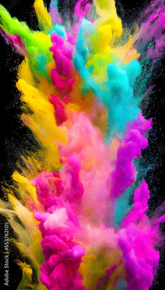 Fototapeta premium Illustration of Colourful Smoke Cloud Explosion 