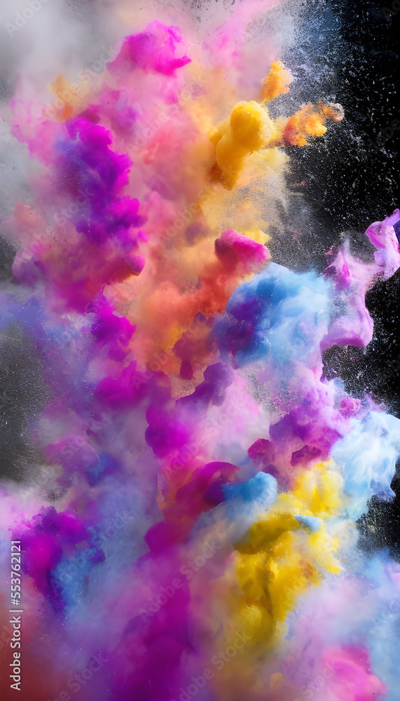 Illustration of Colourful Smoke Cloud Explosion
