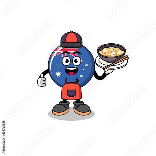 Illustration of australia flag as an asian chef
