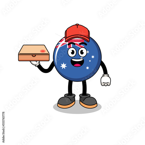 australia flag illustration as a pizza deliveryman