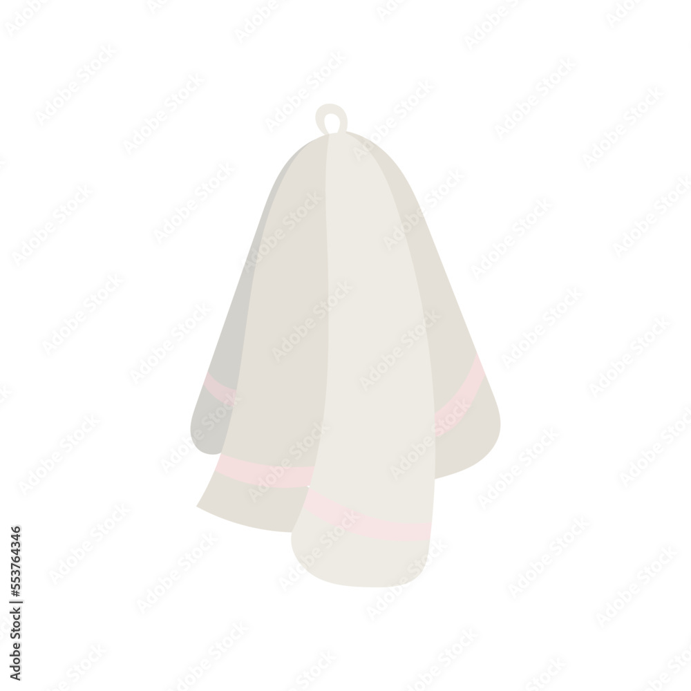 White kitchen towel vector illustration. Towel isolated on white background. Kitchen utensils concept White kitchen towel vector illustration. Towel isolated on white background. Kitchen utensils concept