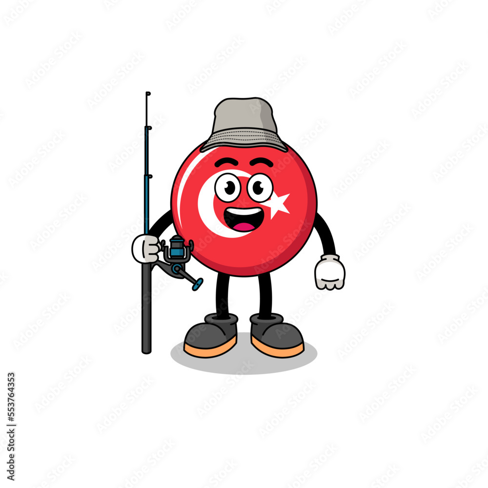 Mascot Illustration of turkey flag fisherman Mascot Illustration of turkey flag fisherman