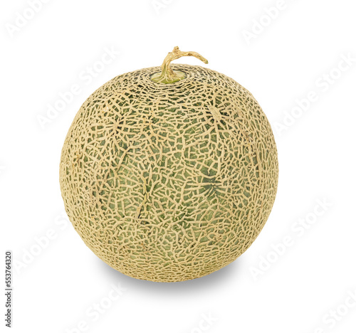 Melon or cantaloupe  With clipping path. Sweet Green melons isolated on white background, Melon or cantaloupe.  Yubari melon photo