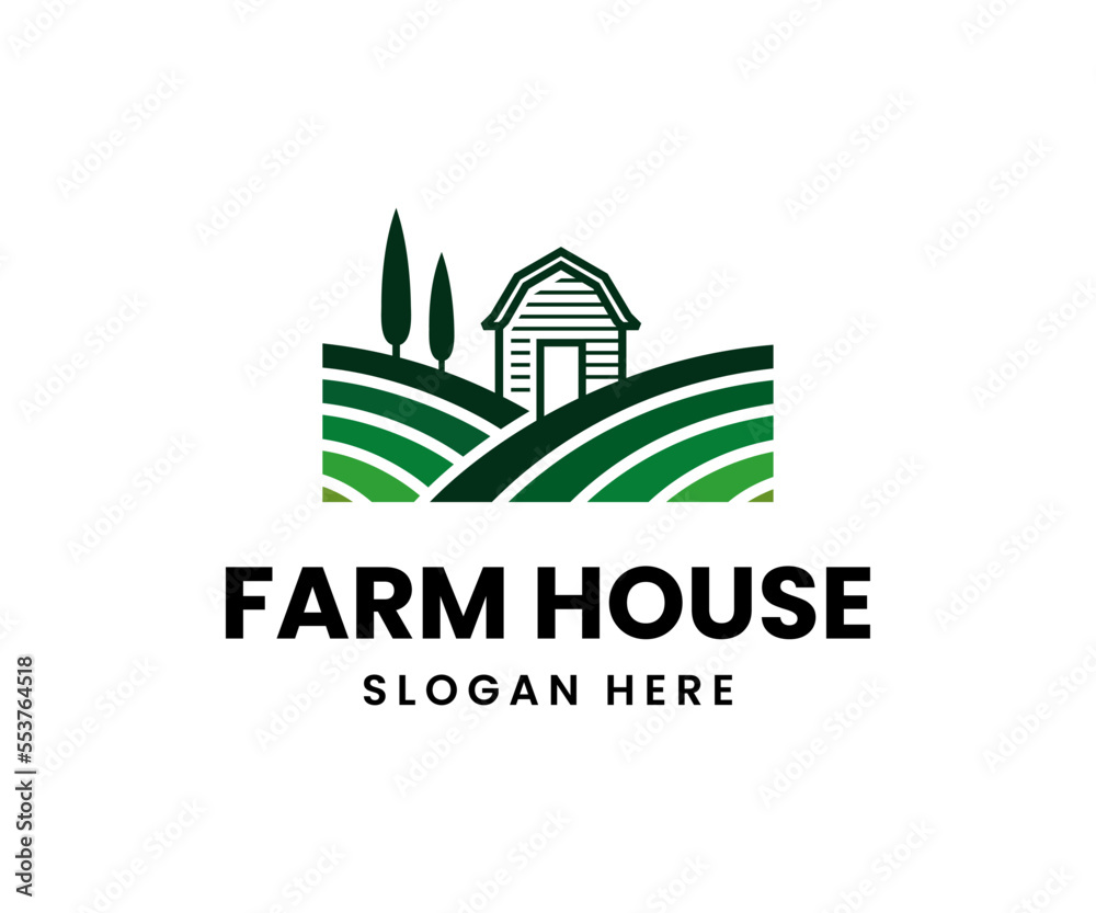 Natural Farm logo concept. Agricultural farming logo design template