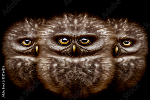 Generative AI abstract render of owls