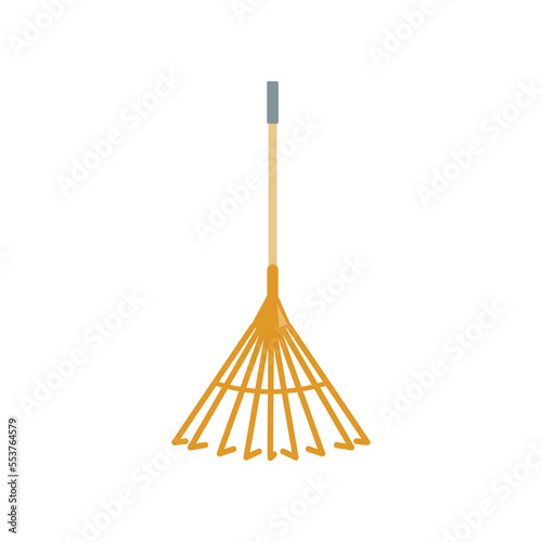 Gardening rake vector illustration. Farm rake isolated on white background. Gardening, farming concept