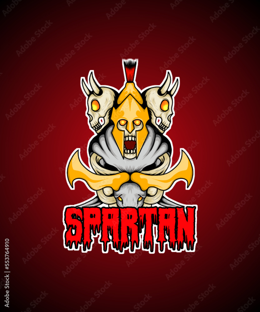 illustration of spartan knight with angry face