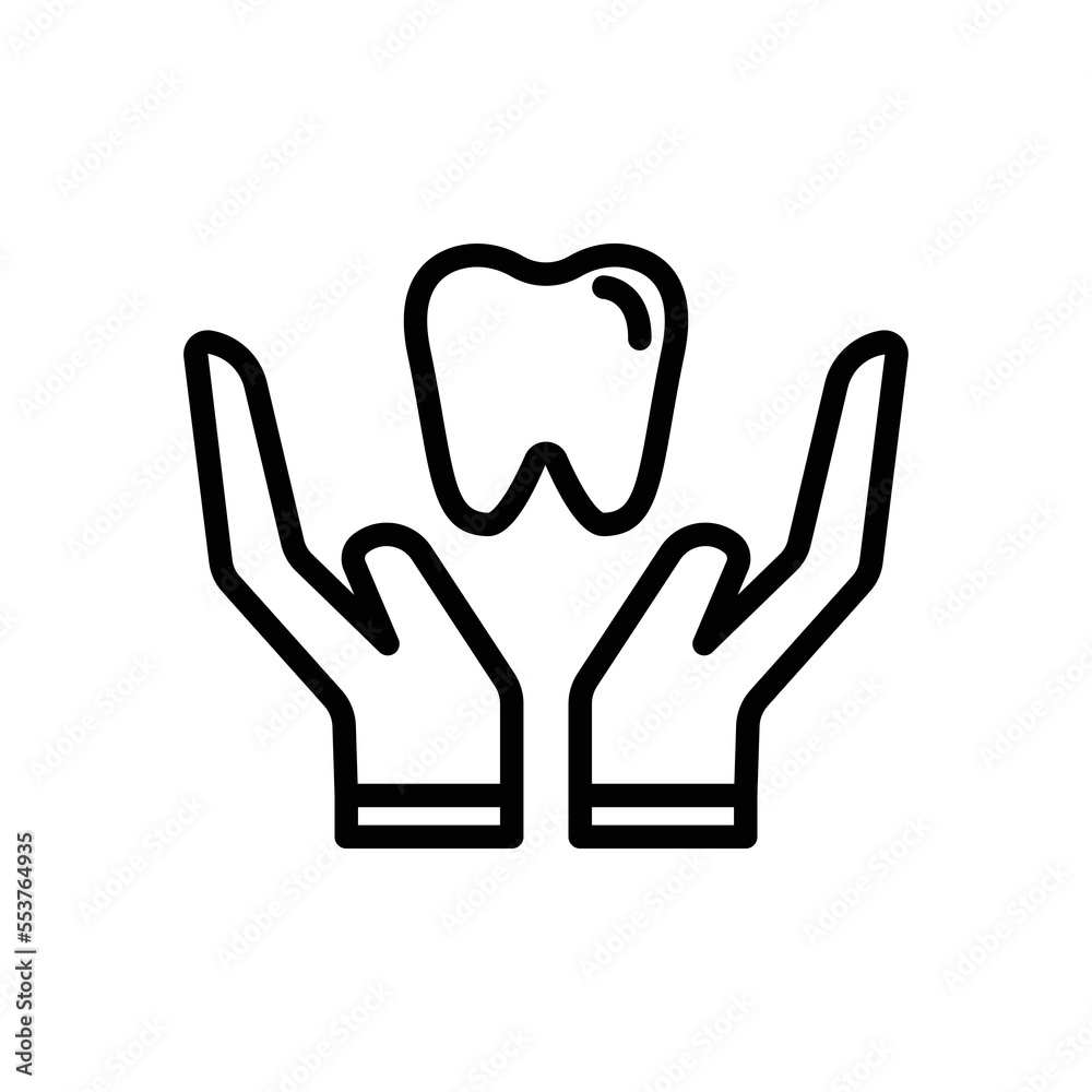Tooth icon illustration with hand. line icon style. icon related to healthcare and medical. Simple vector design editable. Pixel perfect at 64 x 64 Tooth icon illustration with hand. line icon style. icon related to healthcare and medical. Simple vector design editable. Pixel perfect at 64 x 64