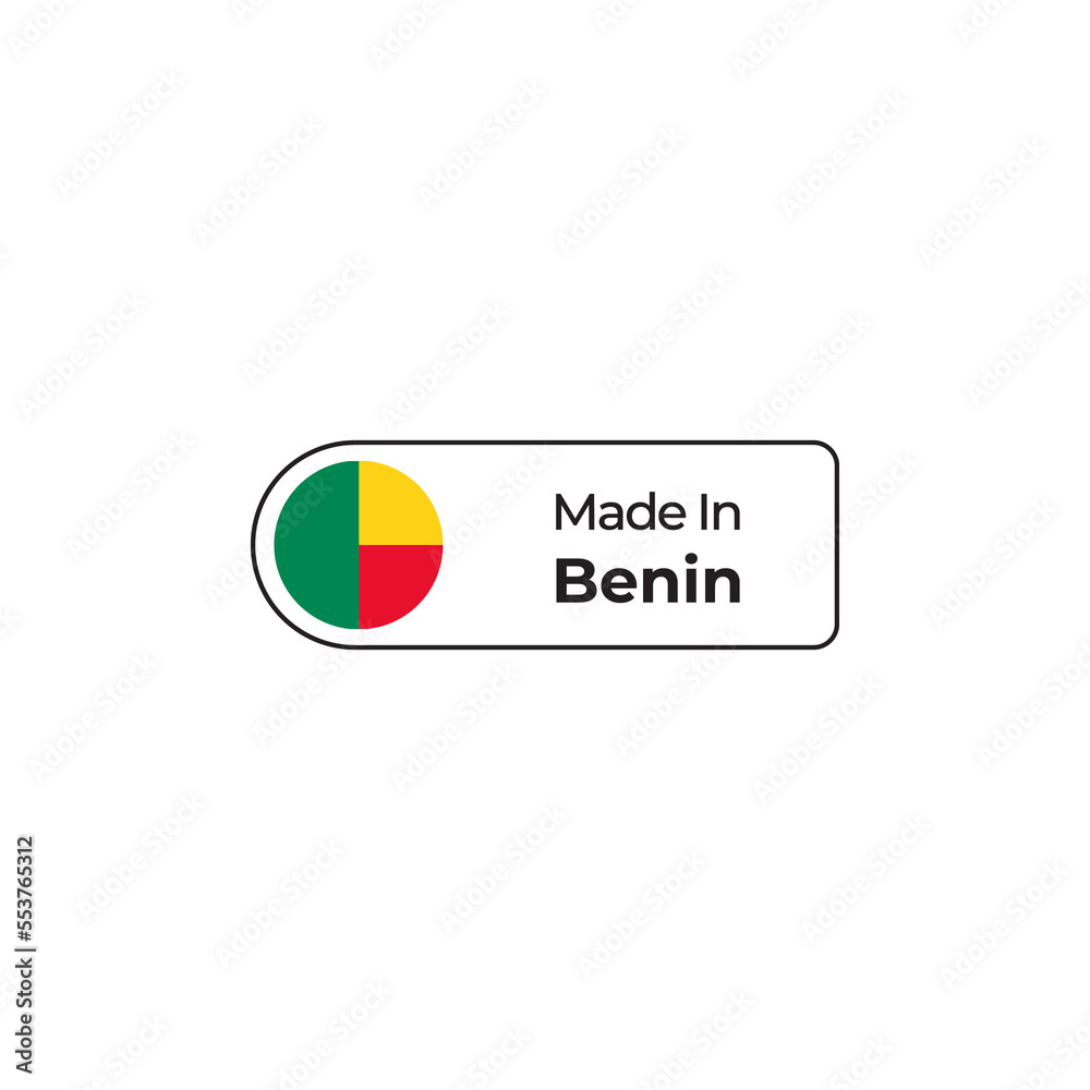 Made in Benin label design with flag isolated on transparent background Made in Benin label design with flag isolated on transparent background