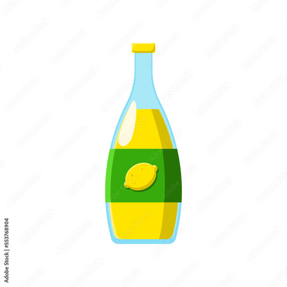 Lemon soda in glass bottle vector illustration. Sweet drink product for vending machine isolated on white background. Junk food, beverage, lunch concept. Lemon soda in glass bottle vector illustration. Sweet drink product for vending machine isolated on white background. Junk food, beverage, lunch concept.