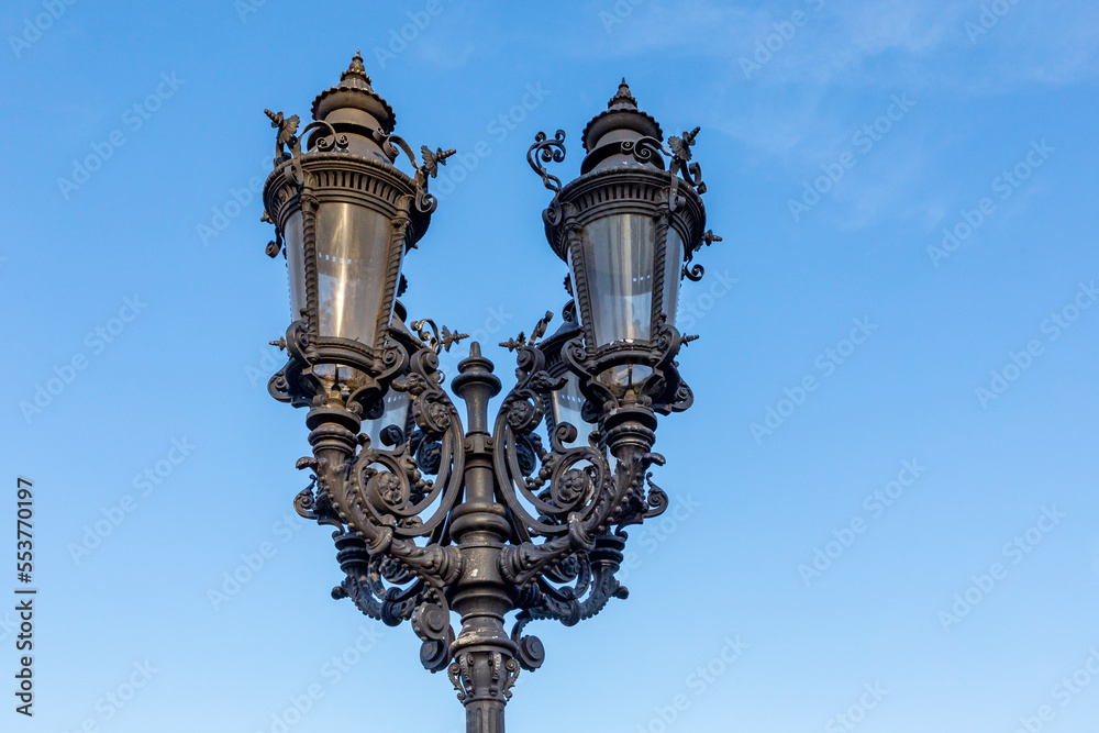 historic lantern, nowaday<s electrified, at old opera house