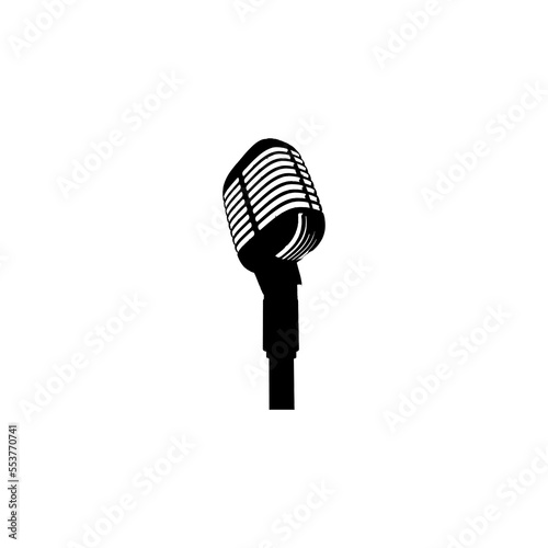 Microphone icon. Simple style music festival poster background symbol. Microphone brand logo design element. Microphone t-shirt printing. vector for sticker.