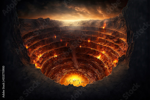 Fototapeta The Nine Circles of Hell in Dante's Inferno. Generative AI