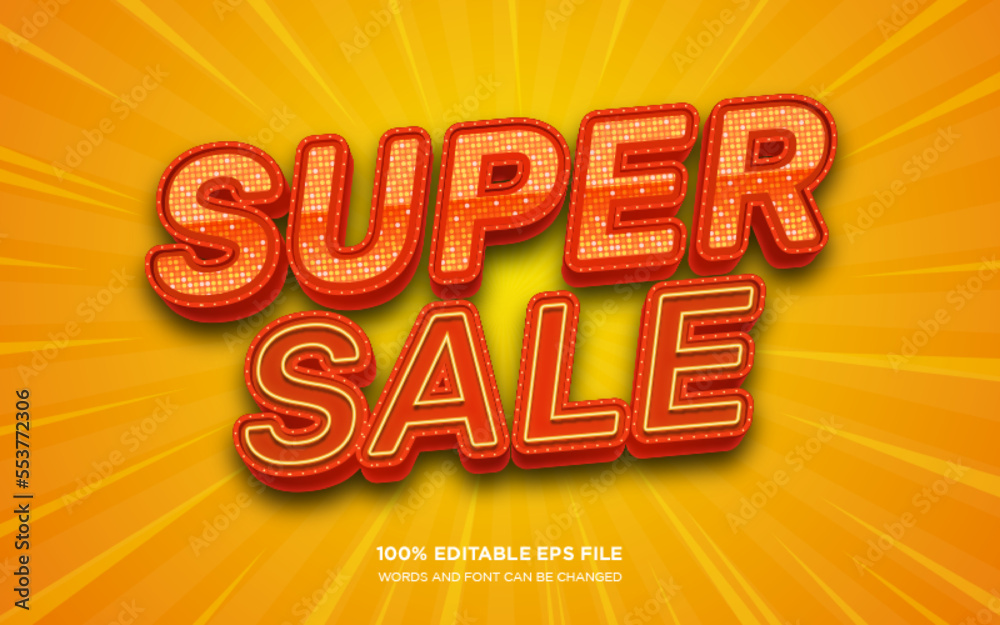 Super Sale 3d editable text style effect