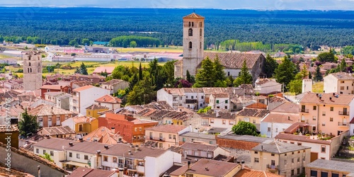 The medieval town of Cuéllar seen from the wall. Cuéllar, Segovia, Castilla y León, Spain, Europe