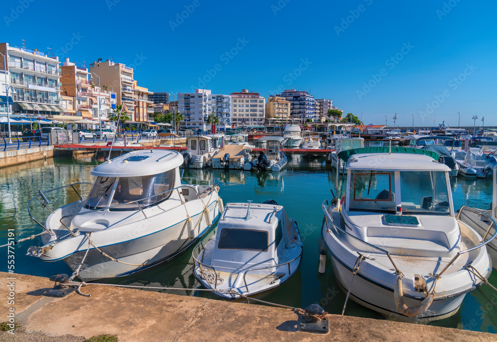 L`Ampolla Spain boats in port Catalonia Tarragona province south of Lametlla de Mar and north of Ebro Delta 