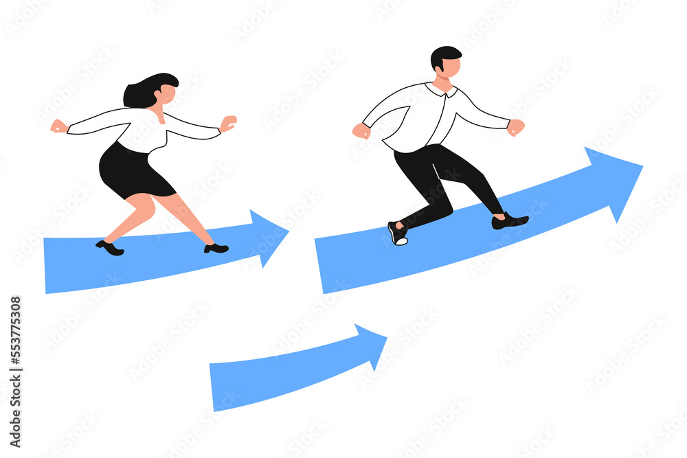 Obraz premium Business team fly on the arrows to the target