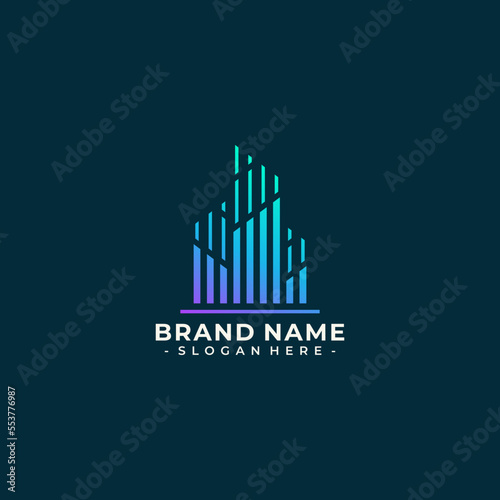abstract digital building logo vector