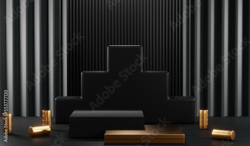 Wallpaper Mural 3D rendering of blank product background for cream cosmetics Modern black podium background Torontodigital.ca